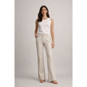 Crocodile Ladies Beige Flare Pants Mid Rise Cotton Blend Size 4